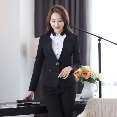 

Formal Elegant Black Slim Fashion Blazer Women Outerwear Jackets Coat Ladies Office Uniform Style Business Work Wear Tops