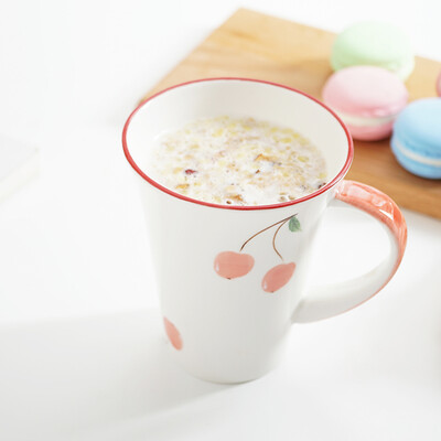 

Jiahao Cherry Breakfast Cup Ceramic Cup Coffee Cup Tea Cup Milk Cup Fashion Personality Creative Couple Ceramic Cup Hand Color Ceramic Cup Office Student Cup