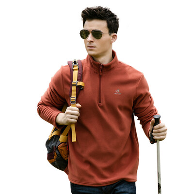 

TECTOP catching fleece outdoor thickening warm men&women catching fleece solid color stand collar half cardigan soft&comfortable catching fleece MZRY033 mens orange red 3XL