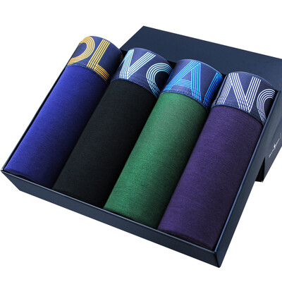 

DANCINGWOLVES Mens Underwear Breathable Sports Wristline Blue Fine Sticky Fiber Fashion Boxed Mixed Color 3133-4  4pcs