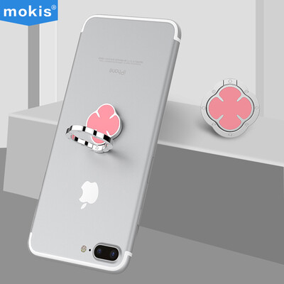 

Mokis mokis lucky clovers cell phone holder metal ring buckle bracket lazy stent desktop bracket phone tablet universal bracket pink