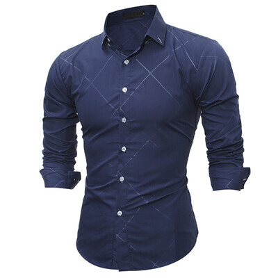 

Brand 2017 Fashion Male Shirt Long-Sleeves Tops Classic Embossed Embossed Mens Dress Shirts Slim Men Shirt