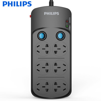 

Philips PHILIPS lightning protection socket plug-in plug-in board wiring board anti-surge power overload protection six-hole full-length 3 m dual-core power adapter new national standard