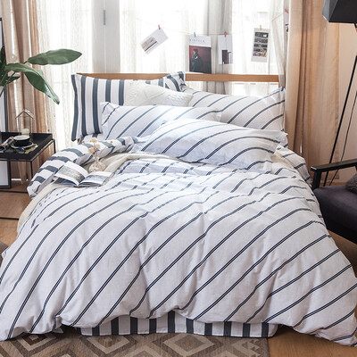 

Yingxin textile cotton four-piece simple skin-friendly twill sheets pillowcases Quilt quilt cover four-piece suit 15 18 meters bed Fashionable