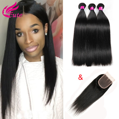 

Human Hair Products Peruvian Virgin Hair Straight With Closure 100% Human Hair 3 Bundles Peruvian Straight Hair With Closure