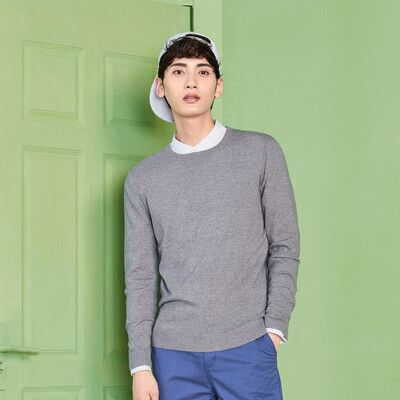 

Semir sweater male 2017 autumn round neck sweater black men's bottoming shirt Korean students line shirt tide 19057071402 orange red XL