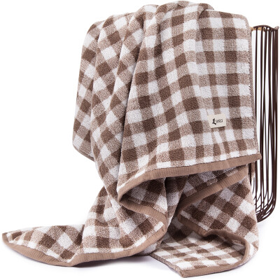 

Sanli cotton yarn-dyed checked large bath towel 75 × 140cm men and women with soft and comfortable absorbent wrap towel light coffee color