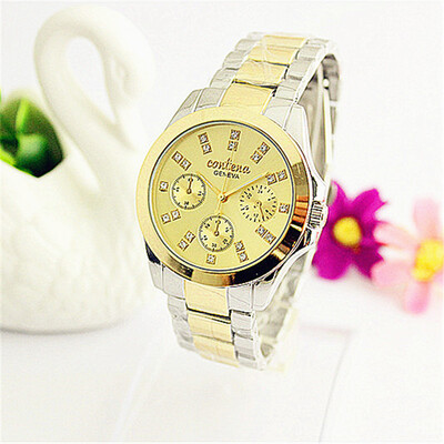 

Fashion Daily Waterproof Quartz Women's Sport Watch Contena Luxury Golden 3 Dials Decoration Bracelet Wristwatches Dress Watch