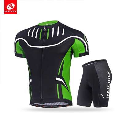 

NUCKILY Summer Cycling Short Suit for Men Soft Touch Mesh Line Breathable Cycling Jersey and Foam Padded Short