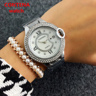 

Fashion Elegant Women Quartz Wristwatches CONTENA New Luxury Diamond Dial Calendar Ladies Dress Watches