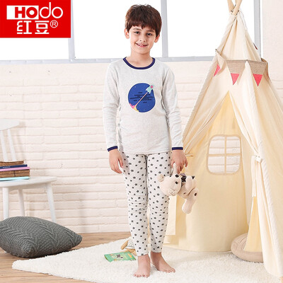

Red beans children's warm underwear suit men and women in the big children's autumn and winter low-necked cartoon printing red bean velvet teenager plus cashmere coat HDR22012 rose red 120