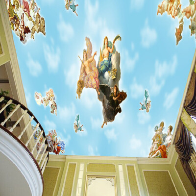 

Large Custom European Style Angel Ceiling Mural Wallpaper Hotel Living Room Restaurant Luxury Decor Ceiling Frescoes Wall Paper