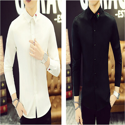 

2017 autumn new youth long-sleeved shirt men's self-cultivation fashion solid color shirt men's clothing