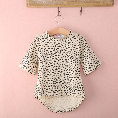 

Cute Baby Kids Girls Clothing Casual Party Seven Sleeves Leopard Cotton Dress