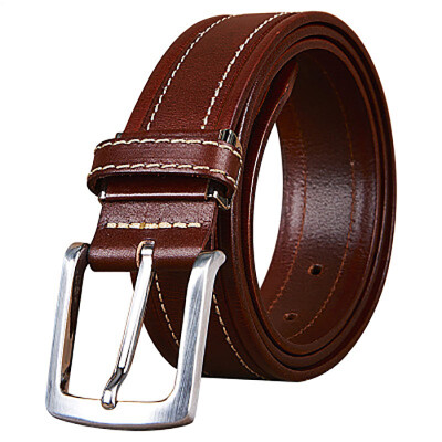 

High - grade authentic men 's belt business casual paragraph Italy first layer of leather belt buckle alloy buckle buckle