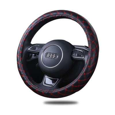 

MUNIUREN Four Seasons New Car Steering Wheel Set Slip Durable Factory Straight Hair Car Set Car Cover Set Starry Black Red Medium