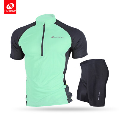 

NUCKILY Men's summer classic lightweight short sleeve cycling jersey and 3D gel pad short set