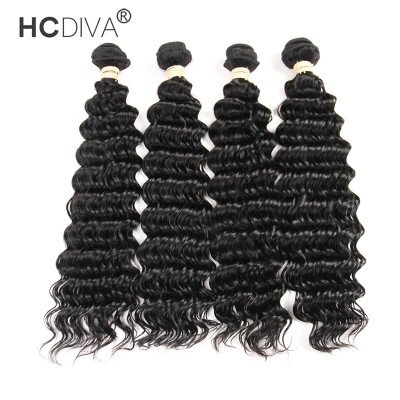 

HCDIVA Hair Deep Wave Brazilian Hair Weave Bundles 4PCS Remy Hair Weaving 10"-28" Human Hair Bundles Full Health End