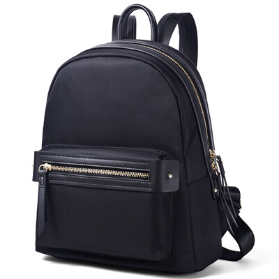 

Shark VISHARK backpack female cowhide cloth bag college wind travel backpack female DS62968911 black
