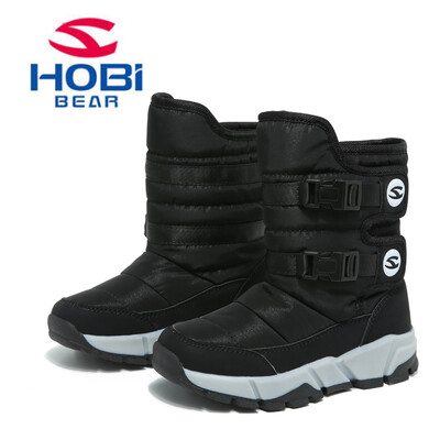 

HOBIBEAR Childrens Winter Boots for Girls Boys Warm Plush Waterproof Antiskid Buckle Hook&Loop Outdoor Snow shoes AW3179
