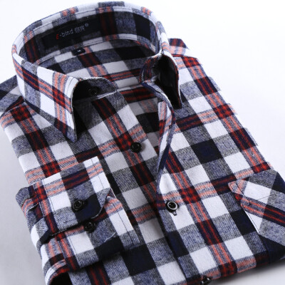 

2017 fashion new comfortable men's cotton casual flannel shirt cotton men's lattice long-sleeved shirt