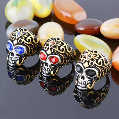 

Color eye skull ring men titanium steel vacuum plating retro personalized jewelry