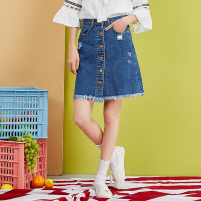 

Semir (Semir) юбка женской осенью 2017 года новые женские джинсовые юбки были тонким слово юбки прилив колледж Ветер темно-синие джинсы юбка 17316200009 L