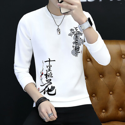 

2017 Fall fashion casual men's sweater embroidery round neck hedging long-sleeved youth sweater