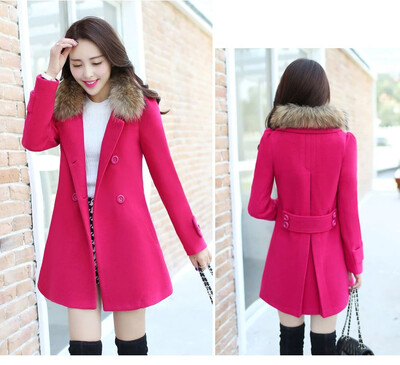 

2017 Medium long thickening student Nizi little man Woolen jacket Womens coat