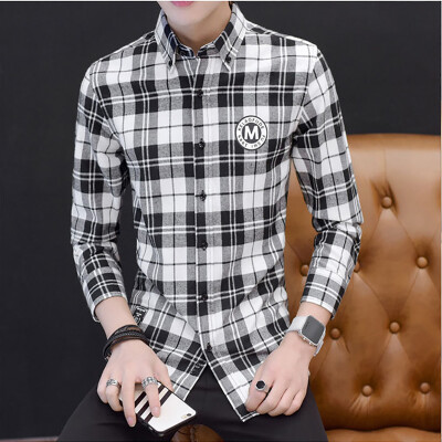 

2017 autumn new men's casual fashion shirt youth free hot spell casual casual long-sleeved shirt