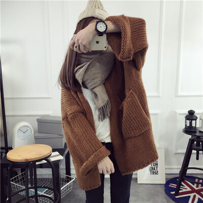 

sustory Women&39s 2017 autumn&winter sweater loose Korean version of the wild fashion wool jacket jacket SRSU032 brown all