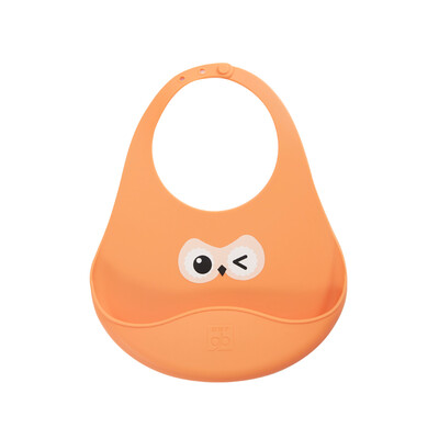 

Gb good boy all silicone waterproof bib baby bib waterproof three-dimensional bib rice bowl baby eating bib disposable washable adjustable easy to clean sunshine orange