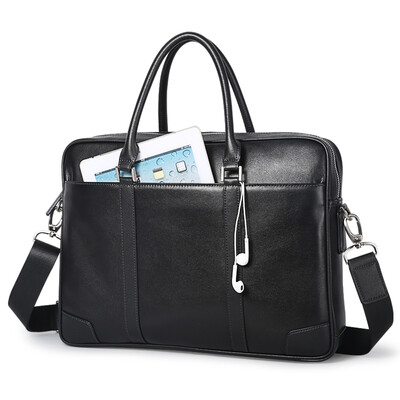 

Bo brand Bopai business briefcase mens first layer cowhide multi-functional practical casual handbag 156-inch computer bag black fine-grain shoulder diagonal package 711-006781