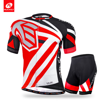 

NUCKILY Mens summer short sleeve biking jersey with short set professional cycling wear for cyclist