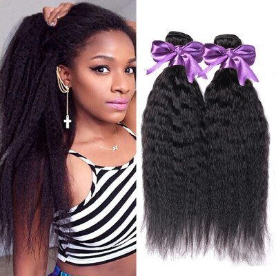 

7A Cheap Unprocessed Indian Virgin Hair Kinky Straight 3Pcs\lot Indian Human Hair Weave Coarse Yaki Extension Bundle Hair