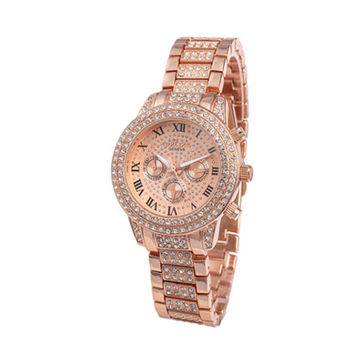 

Fashion Luxury Rhinestone Women Wristwatch Contena 3 Dials Decoration Ladies Quartz Watch Casual Women Diamond Watches