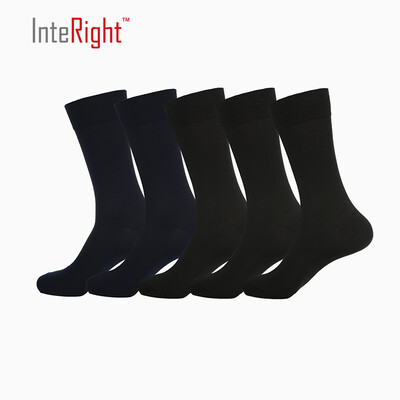 

INTERIGHT Flat Mercerized Cotton Business Men Socks 5 Pairs of Mixed Color Uniform
