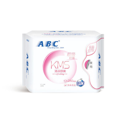 

ABC night with thin cotton soft sanitary napkins (including KMS health formula) 280mm * 8 tablets K12 (new and old packaging random delivery)