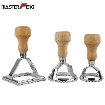 

Set of 3 pcs of Square 70 Round 50cm&Round 65cm Italian Pasta Cutter Tool Ravioli Stamp With Beach Wooden Handle