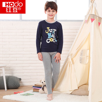 

Red beans children's warm underwear suit men and women in the big children's autumn and winter low-necked cartoon printing red bean velvet teenager plus cashmere coat HDR22012 rose red 120
