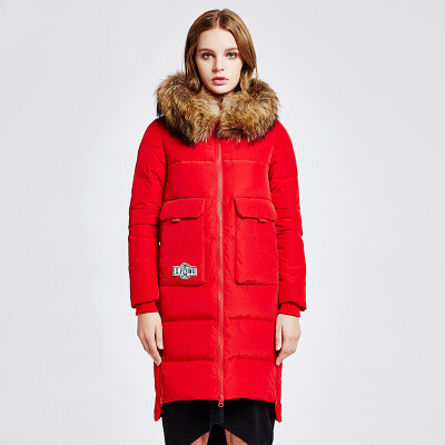 

Flying Feather Down Lady Lace H-shaped Long Profile Silhouette Winter Jacket X1601758N Big Red 1218 180