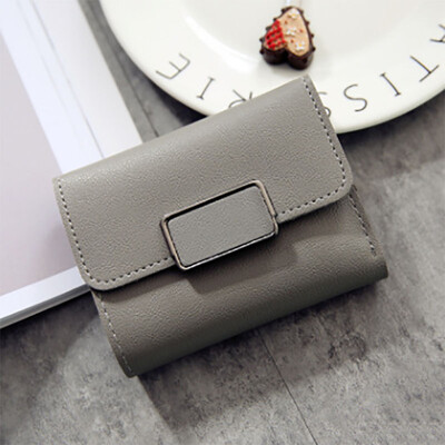 

2017 new short paragraph simple style decorative fashion lychee pattern female solid color three fold student wallet
