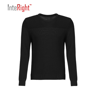 

INTERIGHT cotton net color dark jacquard round neck men 's sweater dark blue L code