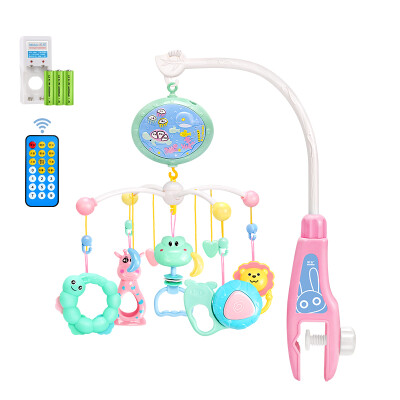 

Wan rabbit puzzle toys submarine music rotating bed bell rattan bed hanging newborn gift box 168-94 (quiet pink remote control rechargeable battery