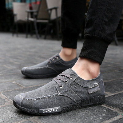 

2017 Autumn Non-leather Casual Shoes Canvas Rubber Men Shoes Breathable Gumshoe Designer Male Footwear Denim Plimsolls