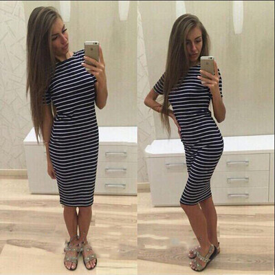 

Lovaru ™ 2017 Fashion Striped Women Brief Sexy Bodycon Sheath Black & White Классический Повседневный Украина Новое Осеннее Платье
