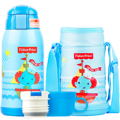 

Fisher-Price baby double cover straw cup baby stainless steel portable vacuum drink insulation kettle (including cup sets) 550ML blue