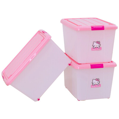 

Alice IRIS HELLO KITTY Green plastic storage storage box storage box KCC-550 powder 46L 3 Pack