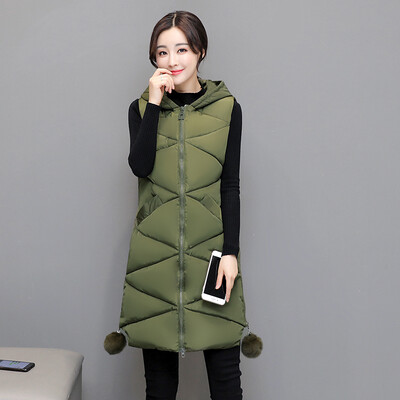 

Cotton vest female autumn and winter New Korean version Thick body in the long section of the feathers Thicken warm shoulder pads