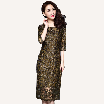 

Lace embroidery dress autumn women dress regular sleeve skirt new Slim large size women